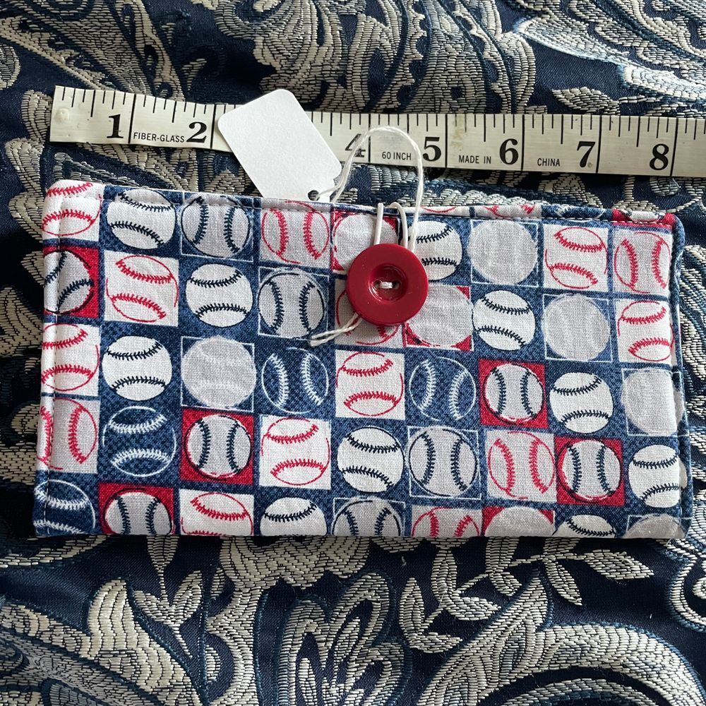 Handmade fabric wallet‎ billfold washable cotton baseball monkeys zebra NEW - Picture 15 of 16
